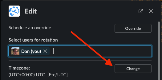 Edit menu for a rota