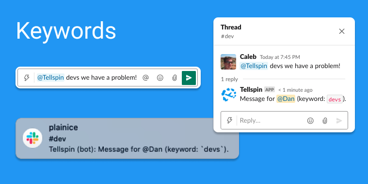 Using Keywords with @Tellspin