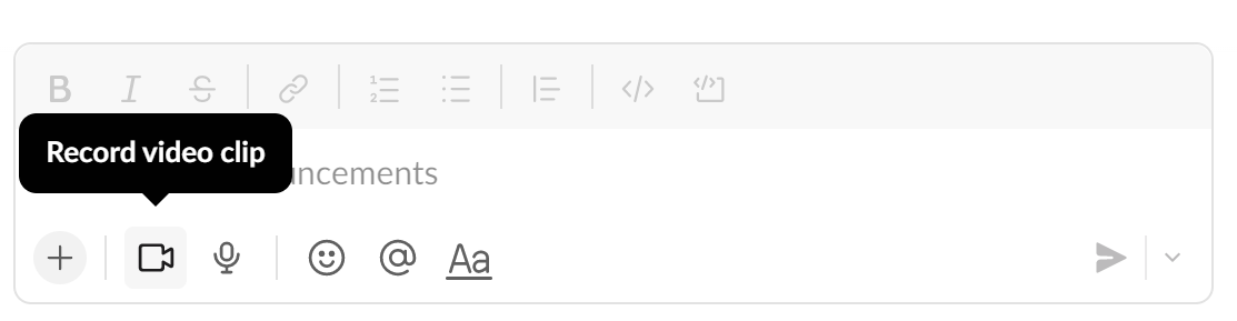 Record a video clip in Slack