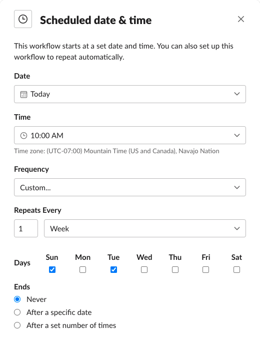 Custom Slack reminder intervals