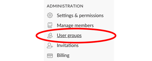 Slack admin user group settings