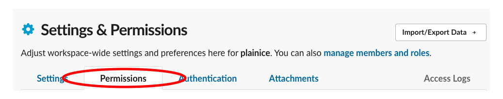 Open permissions tab