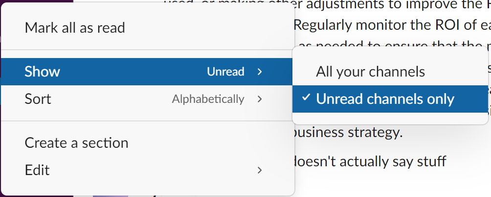 Only unread channels setting