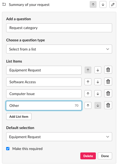 Select from list form option