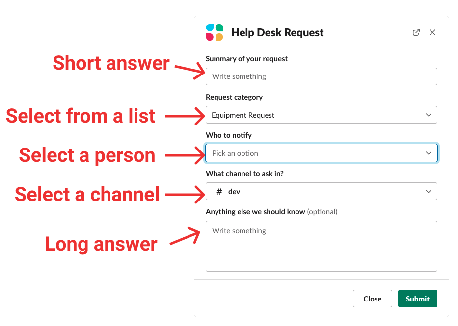 Types of workflow form questions