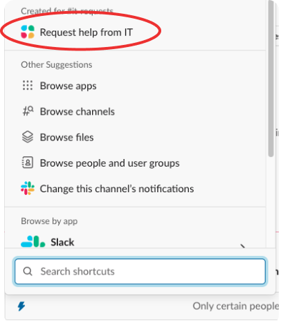 Using the helpdesk shortcut