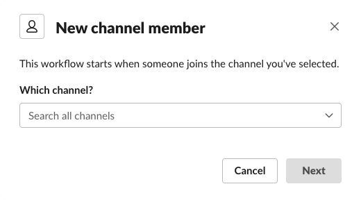 Choose a channel to welcome users